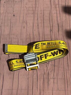 OFF-WHITE VIRGIL ABLOH Yellow Black Industrial Belt Logo Buckle 78" Check DESC!!